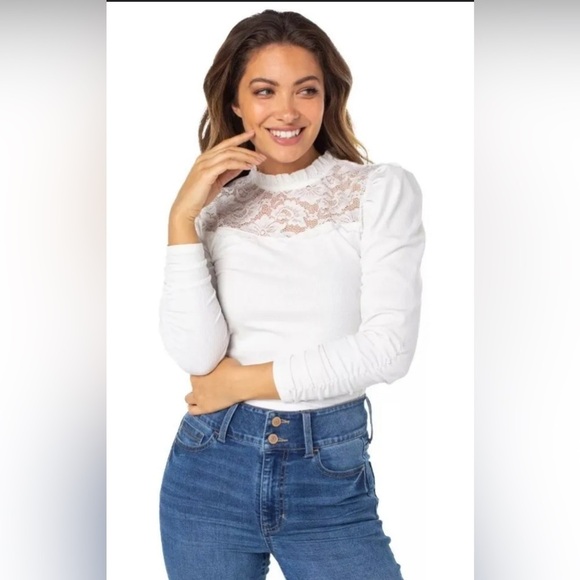 Celebrity Pink Tops - Celebrity Pink White Lace Top